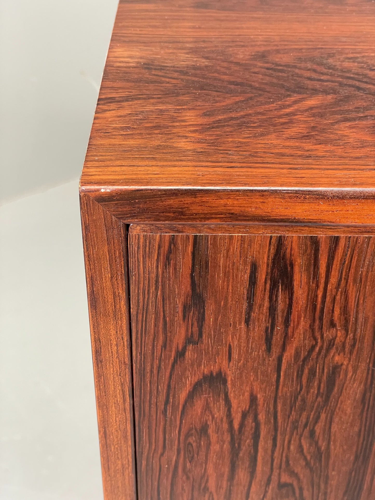 Vintage 1960s Danish Cabinet Mid Century Darkwood Drop Door Shelving EB12355