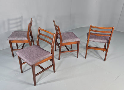4 Vintage Teak Dining Chairs 1960s Mid Century with New Upholstery Retro EB11765