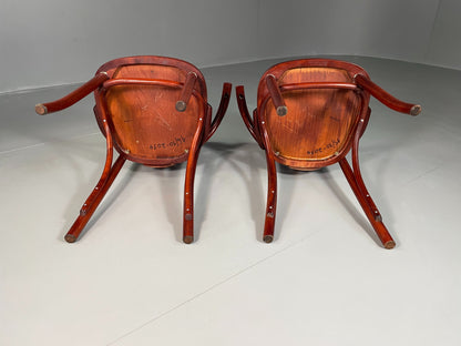 2 Thonet Style Bistro Chairs Mahogany Coloured Vintage EB06523