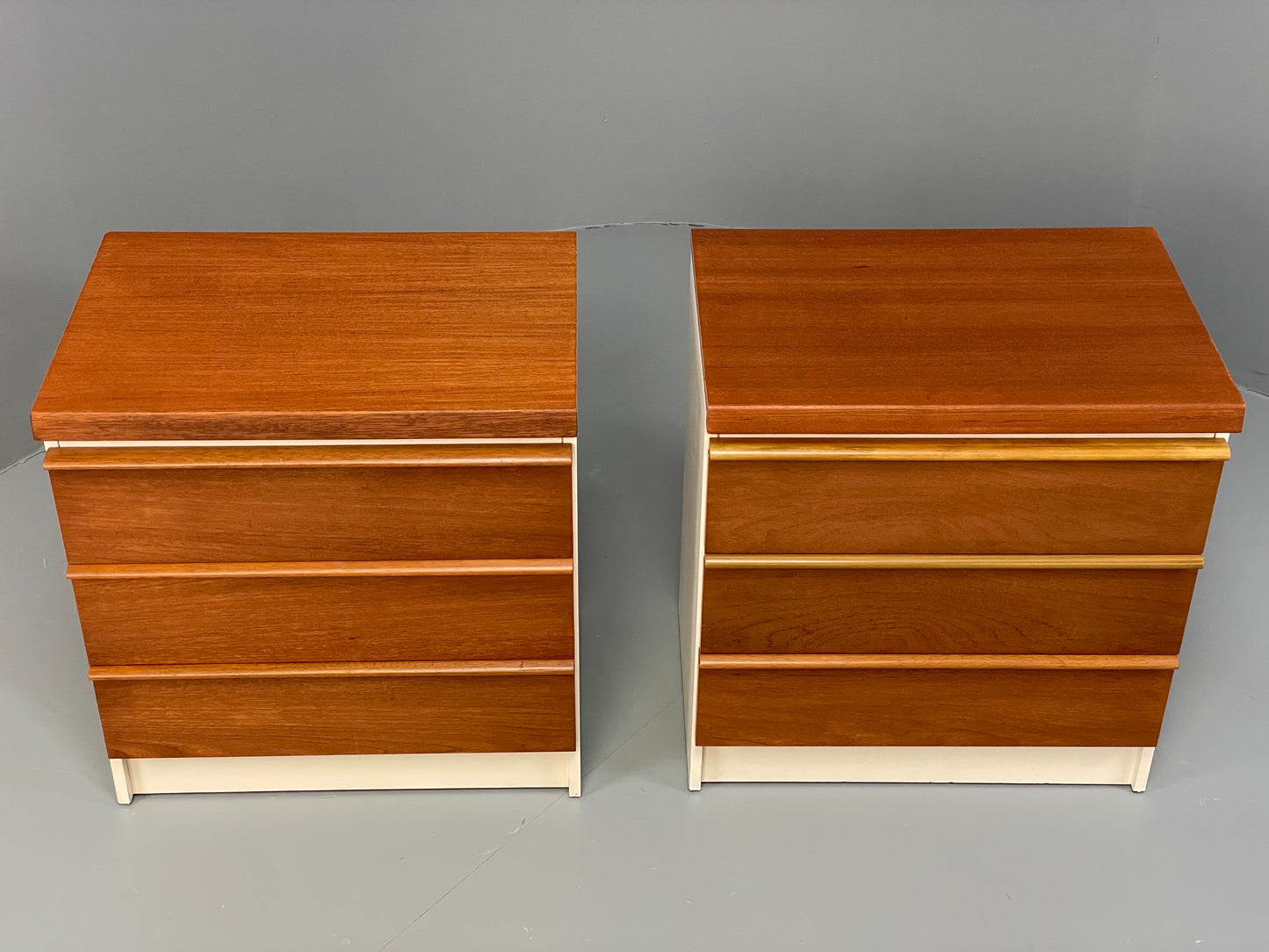 Vintage Bedside Cabinets Teak Pair Chest Of Drawers Retro 1970s White EB12625