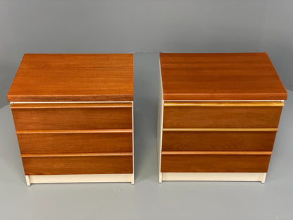 Vintage Bedside Cabinets Teak Pair Chest Of Drawers Retro 1970s White EB12625