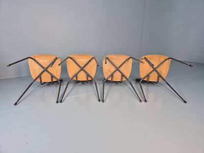 4 Vintage Danish Industrial Steel and Ply Stacking Chair 1960s Retro EB12655