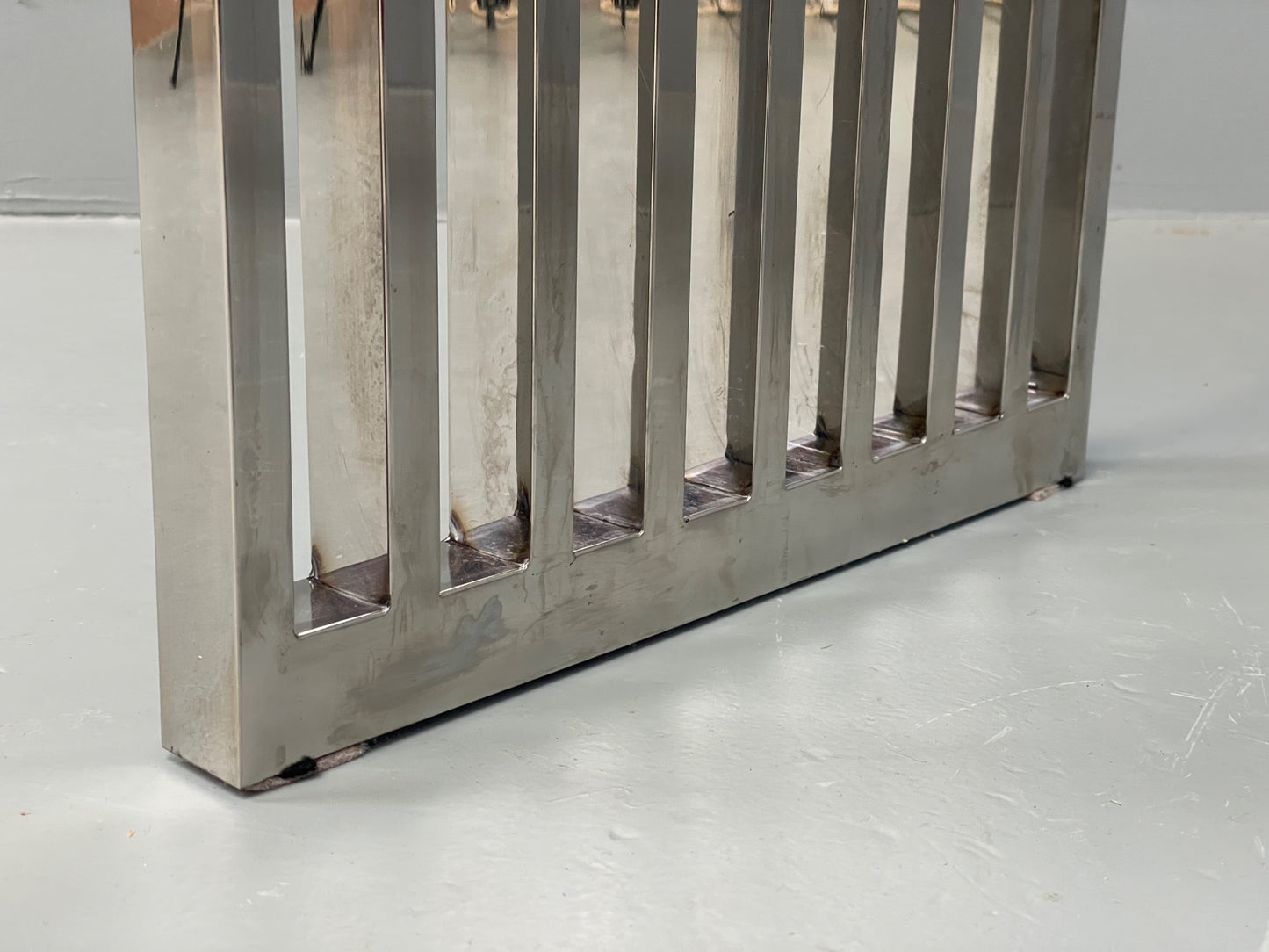 Chrome Slatted Console Table Style Of Eichholtz Modern Steel EB12887