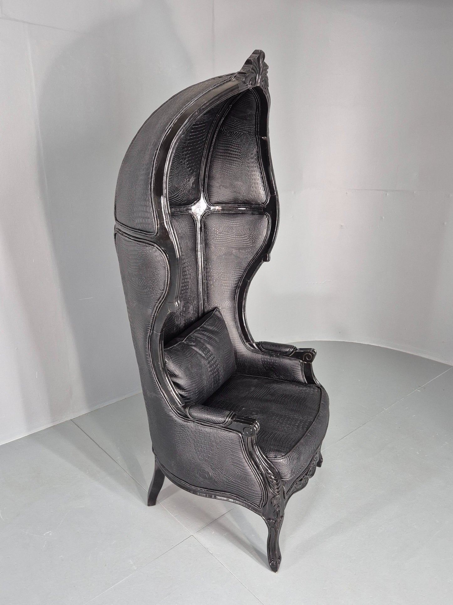 Vintage Porters Chair Canopy Gothic Chair Faux Crocodile Skin Modern EB12564