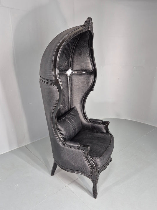Vintage Porters Chair Canopy Gothic Chair Faux Crocodile Skin Modern EB12564