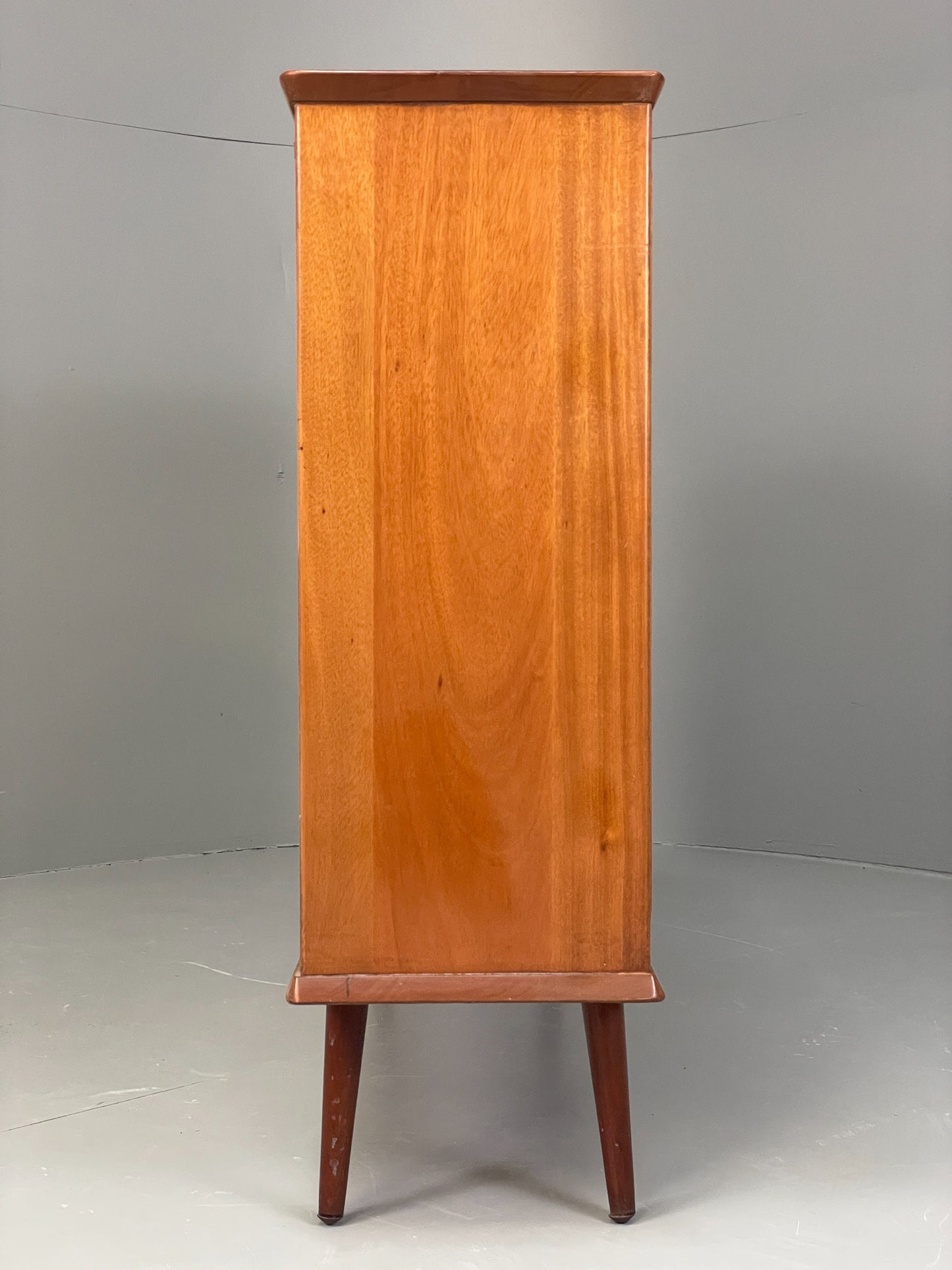 Vintage Glazed Bookcase Cabinet 1960s Mid Century Teak Shelving EB12629