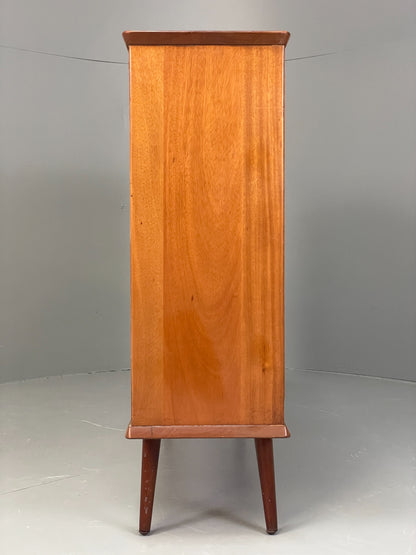Vintage Glazed Bookcase Cabinet 1960s Mid Century Teak Shelving EB12629