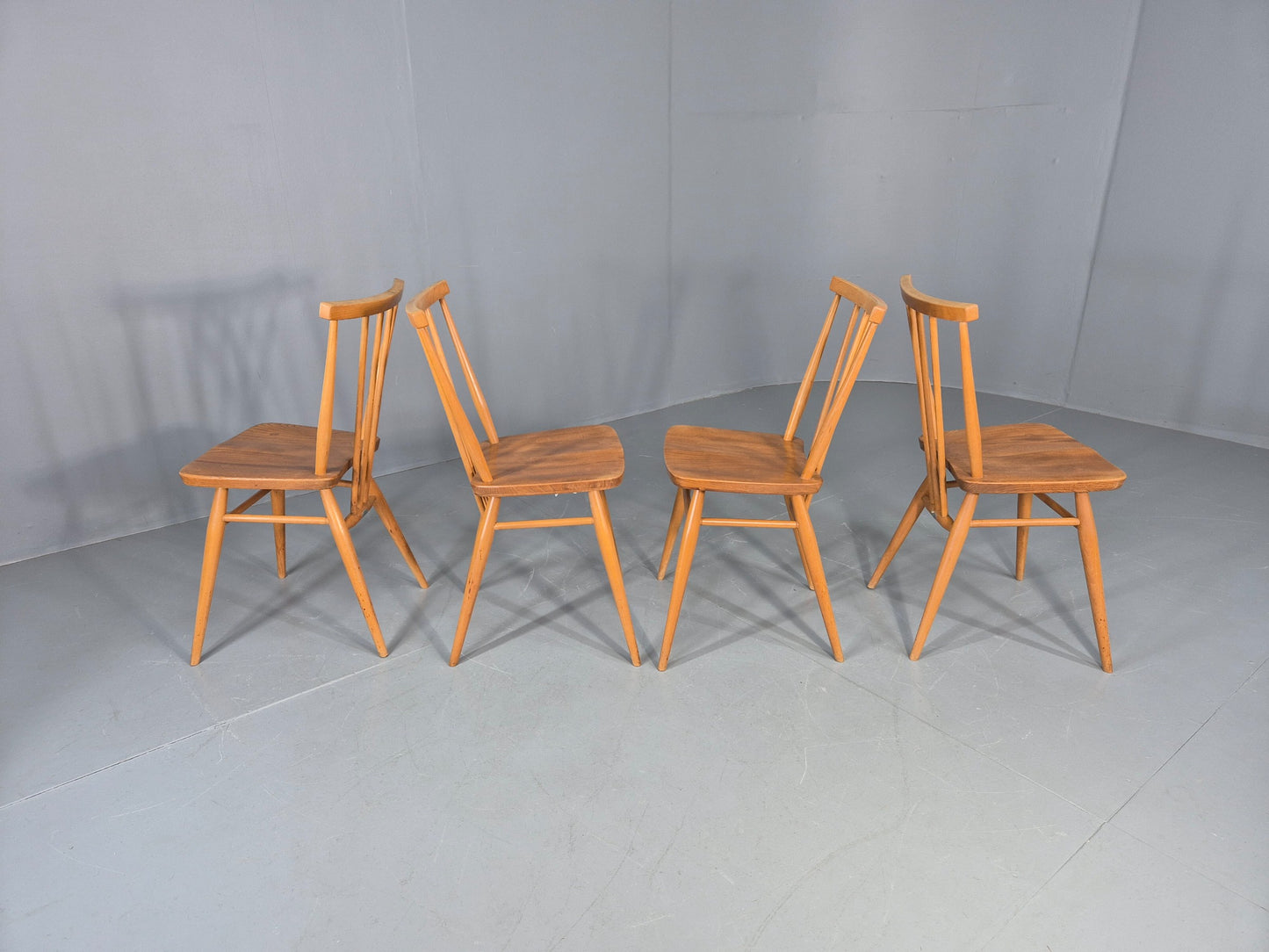 4 Ercol 391 Dining Chairs in Blonde Wood 1960s Retro MCM EB12549