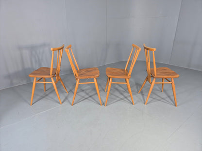 4 Ercol 391 Dining Chairs in Blonde Wood 1960s Retro MCM EB12549