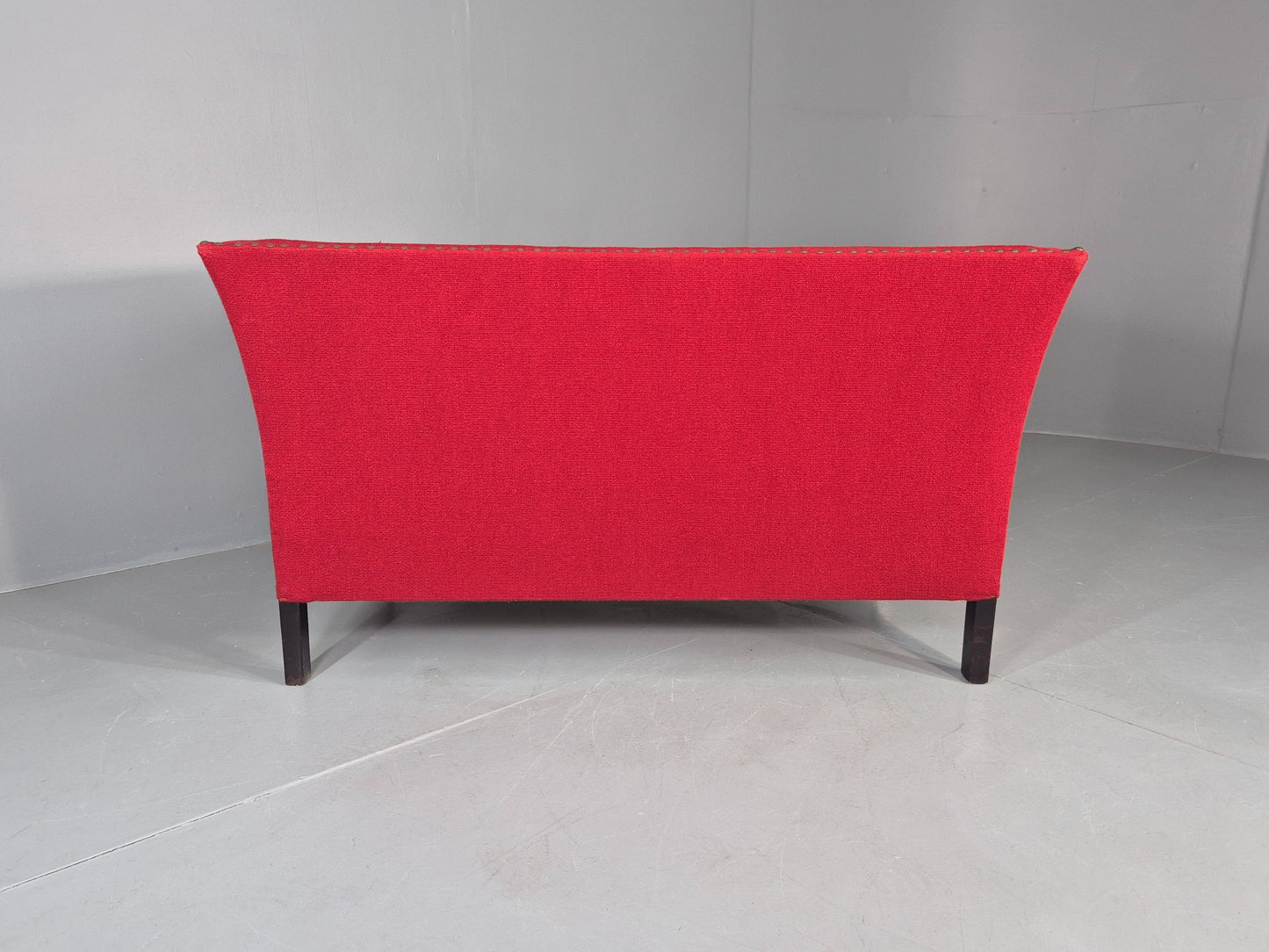 Vintage Danish 2 Seat Sofa Red Stripe Wool 1950s Retro Mid Century EB12735