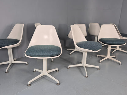 8 Maurice Burke Arkana 1960s Dining Chairs Plastic Alloy Swivel Retro EB11945