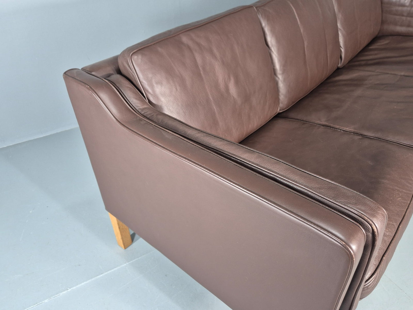 Vintage 3 Seater Sofa Mid Century Retro Brown Leather Mogensen  EB11637 M3SS