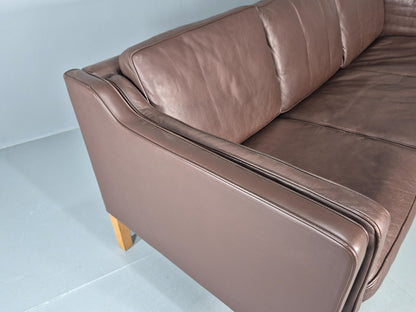 Vintage 3 Seater Sofa Mid Century Retro Brown Leather Mogensen  EB11637 M3SS