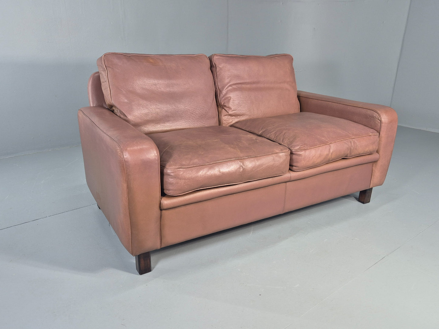Vintage 2 Seater Leather Settee 1970s Thams Buffalo Leather Retro MCM EB12378