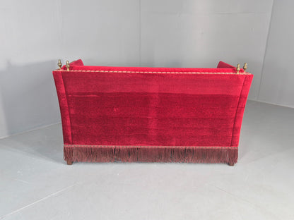Vintage Danish 2 Seater Sofa Knole Style Red 1950s Tassels Drop End EB12720