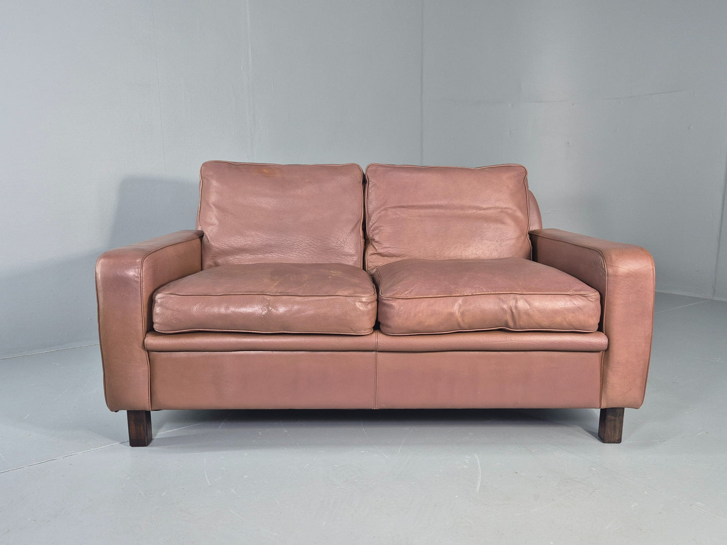 Vintage 2 Seater Leather Settee 1970s Thams Buffalo Leather Retro MCM EB12378