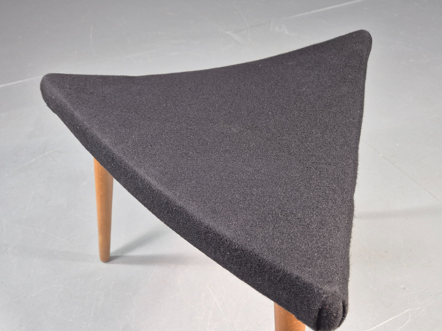 Vintage Danish Mid Century Footstool Triangular Black Cloth 1960s Retro EB12155