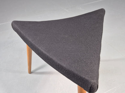 Vintage Danish Mid Century Footstool Triangular Black Cloth 1960s Retro EB12155