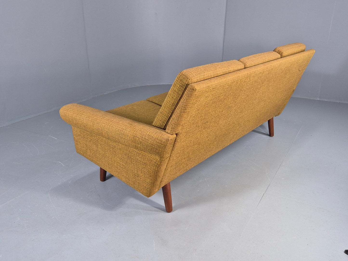 Vintage Danish 3 Seater Sofa 1960s Mid Century Retro Muted Yellow Green EB12541