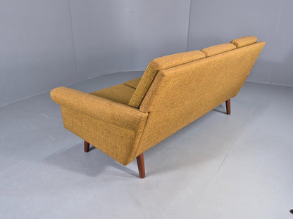 Vintage Danish 3 Seater Sofa 1960s Mid Century Retro Muted Yellow Green EB12541