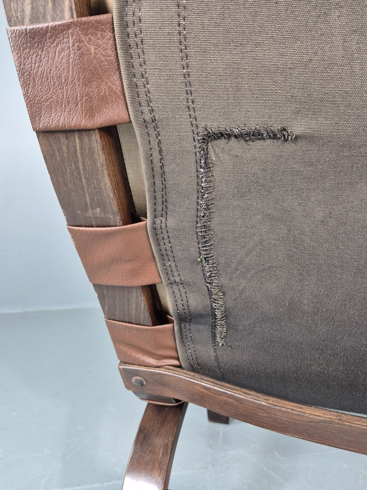 Vintage Farstrup Armchair Bentwood Frame Brown Leather Retro 1970s Eb12147