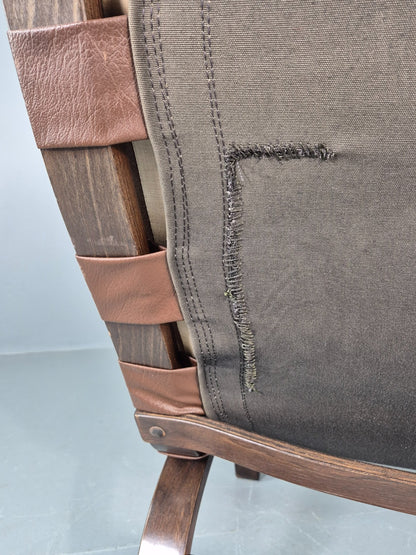 Vintage Farstrup Armchair Bentwood Frame Brown Leather Retro 1970s Eb12147