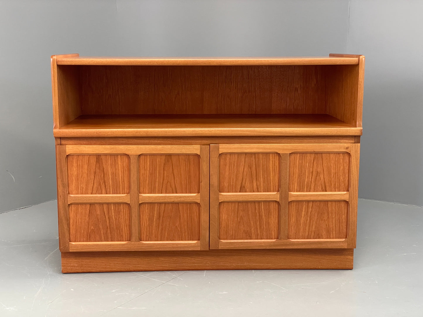 Vintage Teak Media Unit Tv Nathan Squares Design Retro EB11973