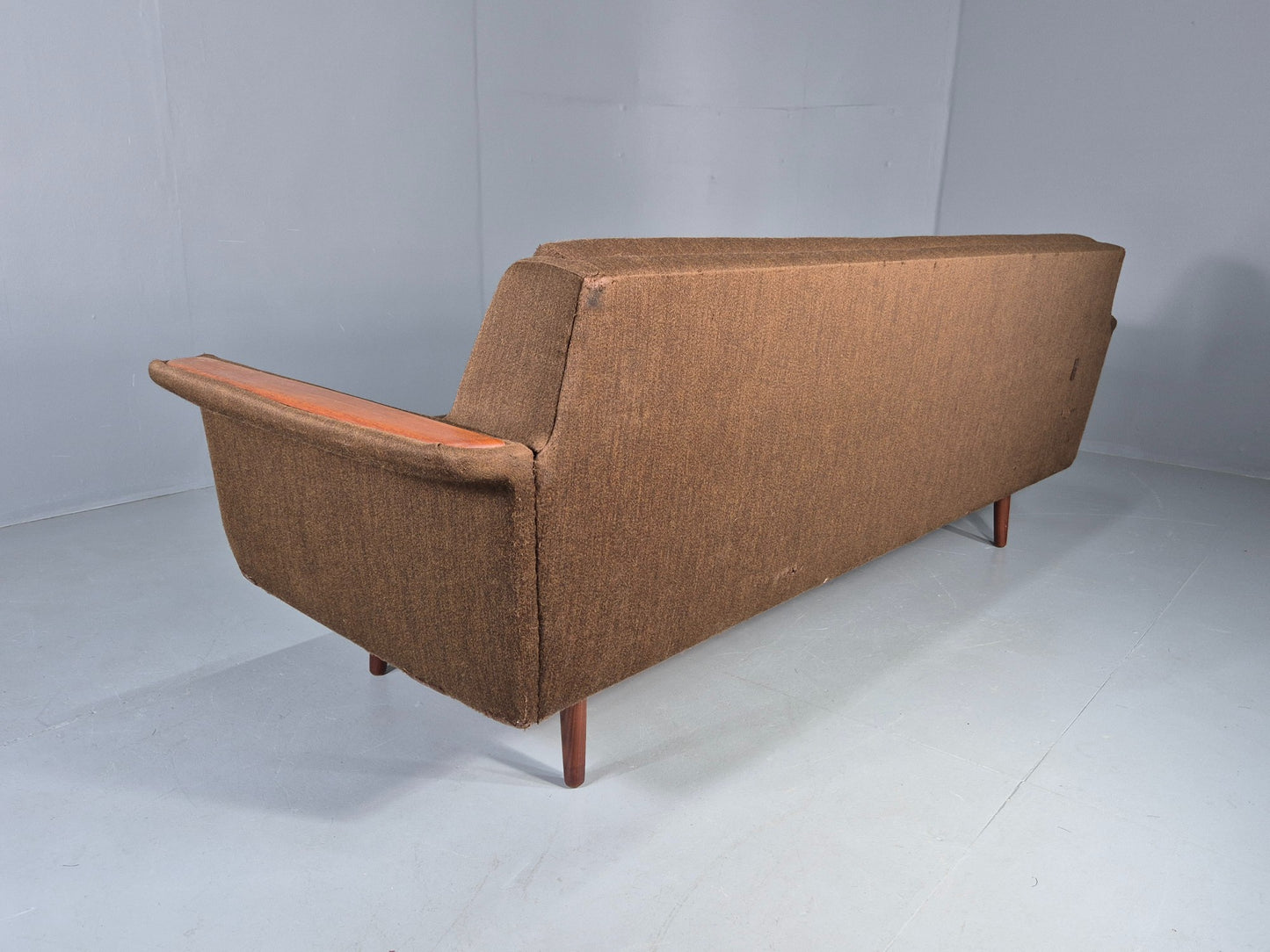 Vintage 1960s Sofa Bed Danish Green and Teak details Mid Century Classic EB09336