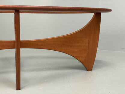 G Plan Astro Coffee Table Oval Teak 1960s Mid Century Vintage Glass Top EB12950