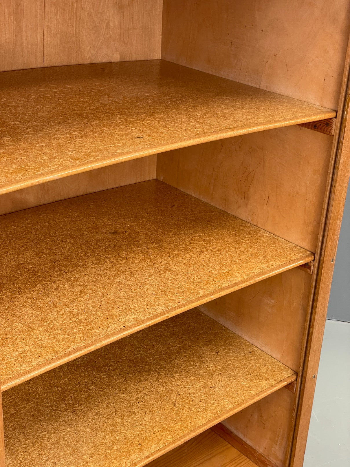 Vintage Tambour Fronted Cabinet Oak Walnut Danish Mid Century Shelving EB12516