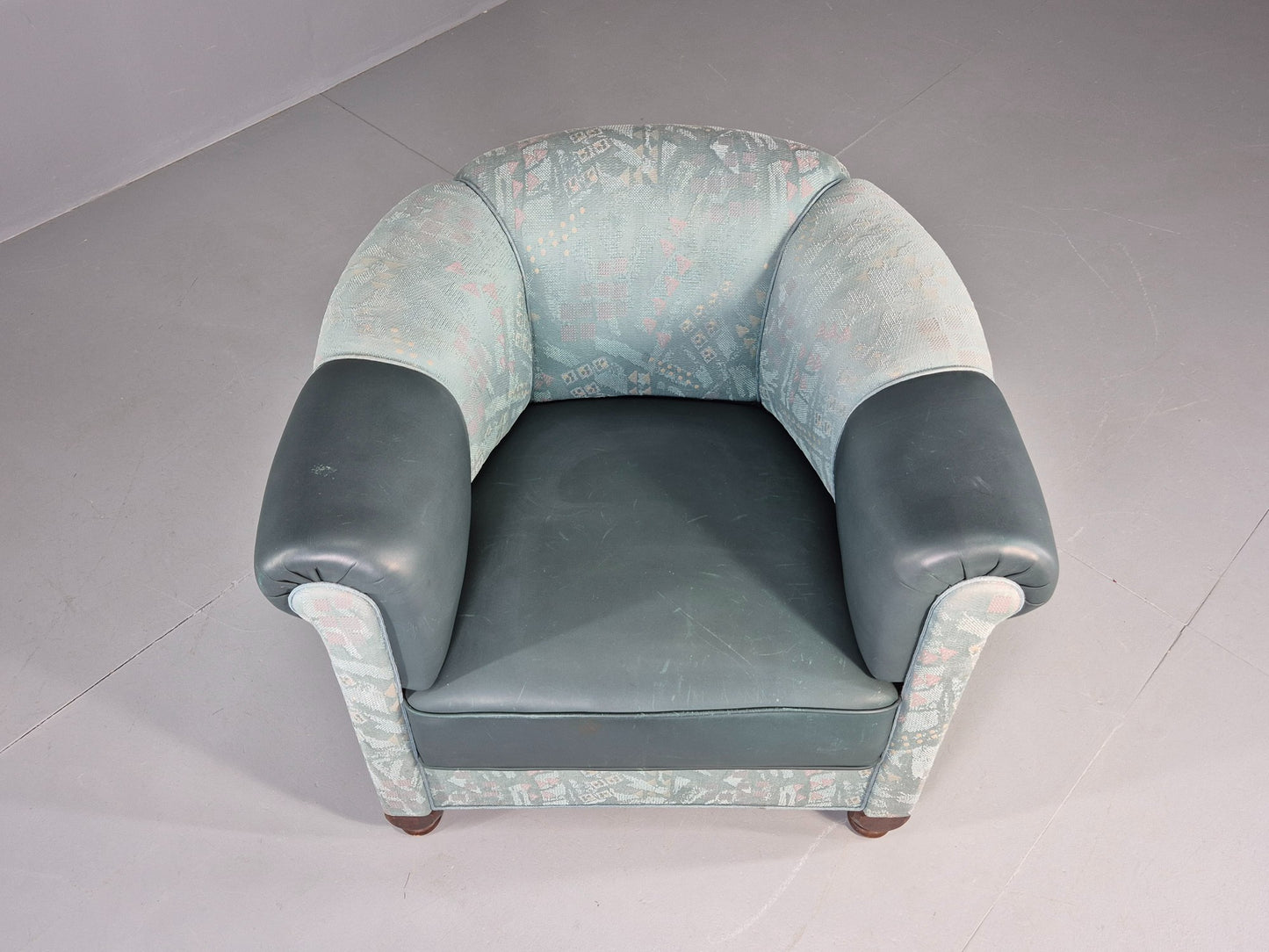 Vintage Art Deco Tub Barrel Chair 1980s Make Over Turquoise Retro EB12714