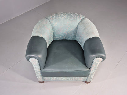 Vintage Art Deco Tub Barrel Chair 1980s Make Over Turquoise Retro EB12714