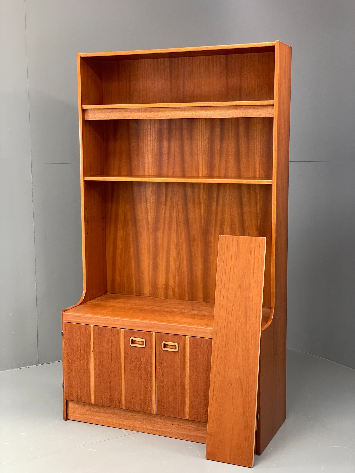 Vintage Teak Wall Unit Jentique 1970s Retro Shelving Glazed EB11972