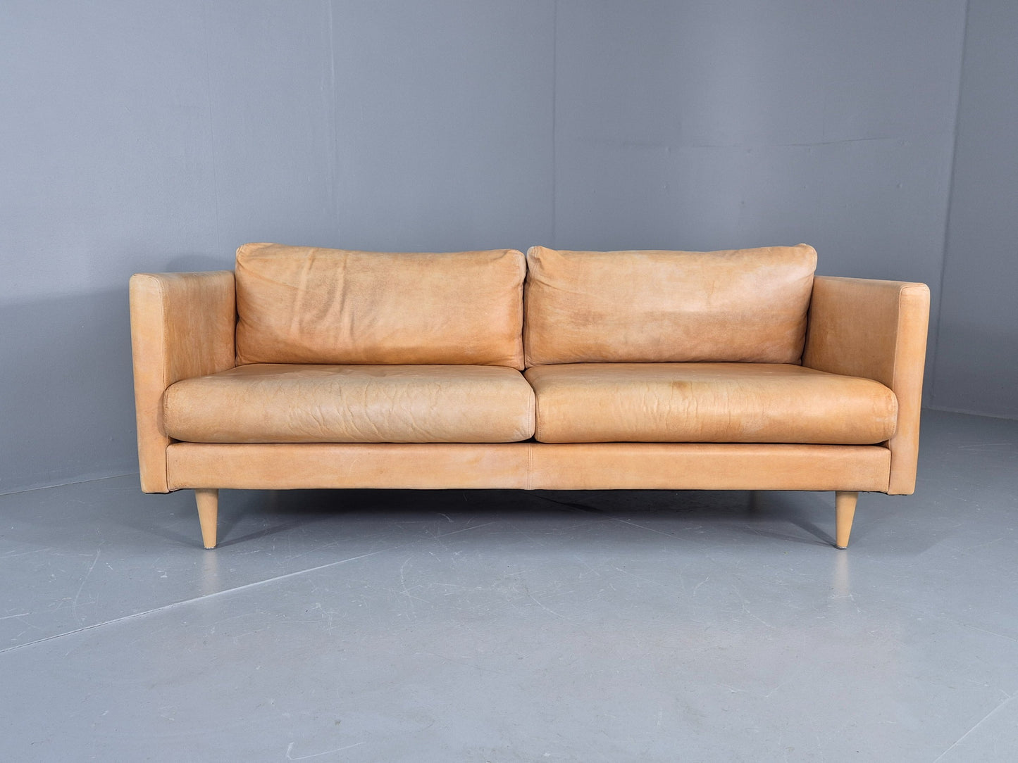 Vintage 2.5 Seater Sofa Danish Style Modern Design Tan Leather EB12482