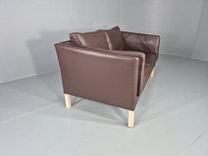 Vintage Danish 2 Seater Sofa Brown Leather 1980s Retro MCM EB12444