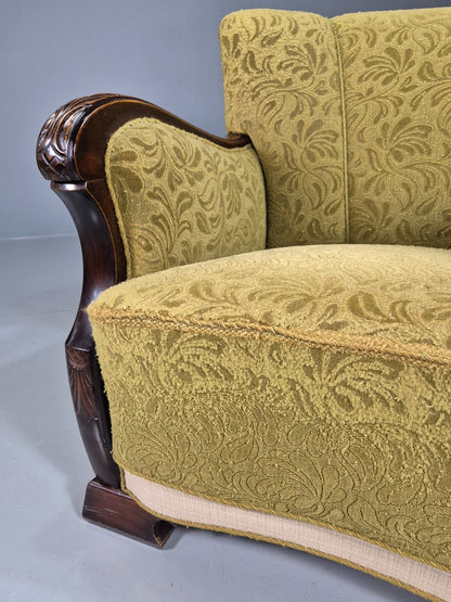 Vintage Danish Lounge Chair Green and Cream Art Deco Antique 1930s EB7575 VCLO