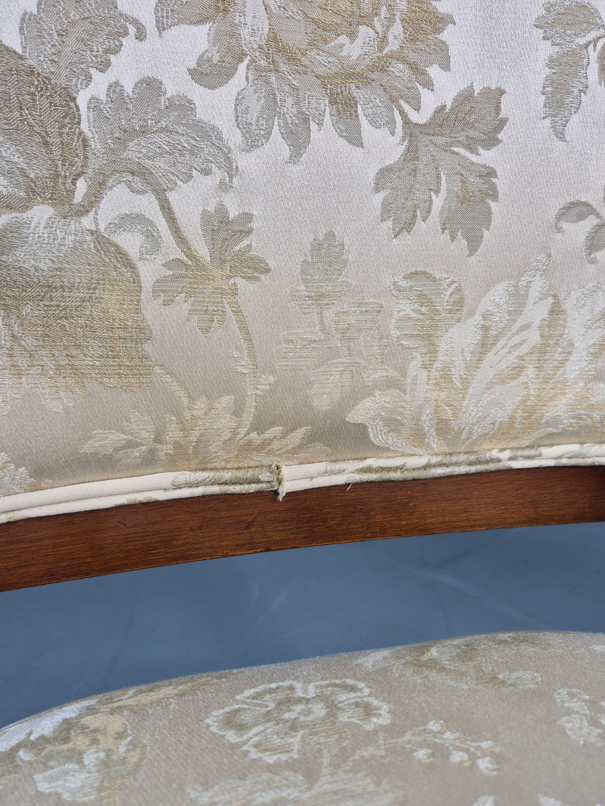 Antique Mahogany Arm Chair Louis Phillipe Style Floral Damask EB12857