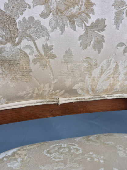 Antique Mahogany Arm Chair Louis Phillipe Style Floral Damask EB12857