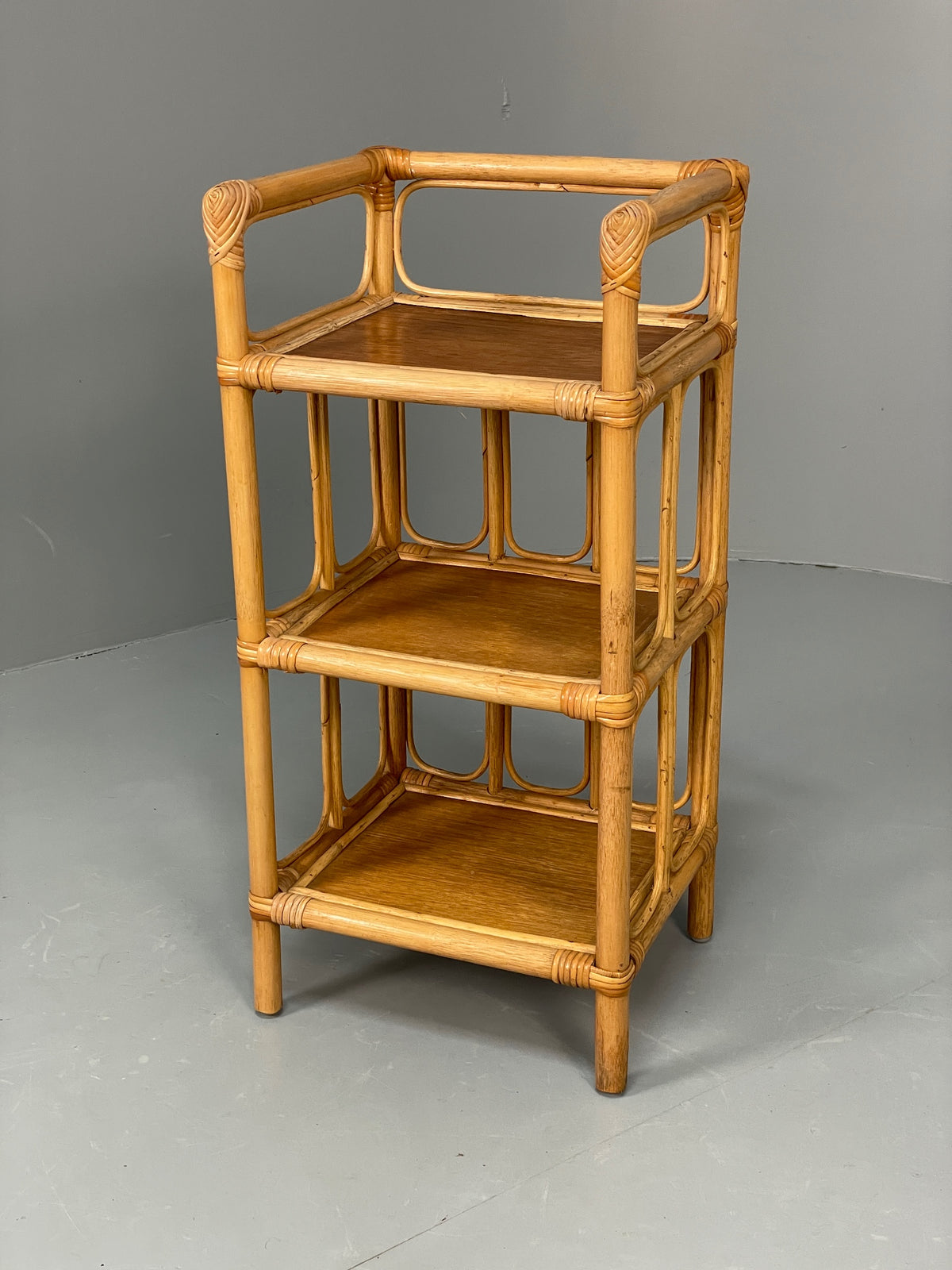 Vintage Bamboo Shelf Stand Mid Century Retro Bathroom Makeup Storage EB13121