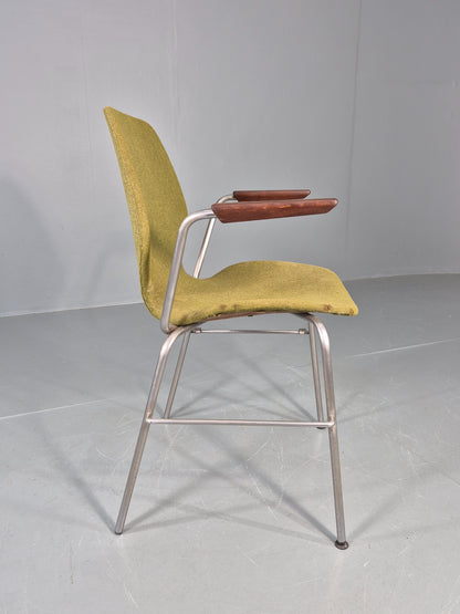 Vintage Mid Century Office Chair Danish Duba Green, Steel and Teak 1970s EB07907