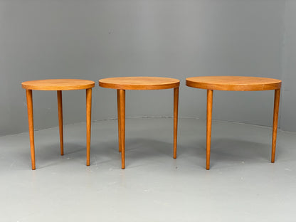 Vintage Circular Nesting Tables Set of Three Retro Mid Century Beech EB12875