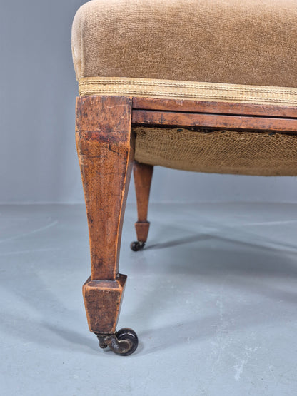 Vintage Arts and Crafts Low Chair Antique 1900s Oak Frame Eb12586