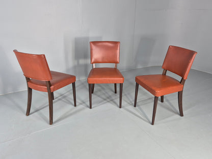 3 Mid Century Style Leather Dining Chairs Rero late 20th Century EB12532