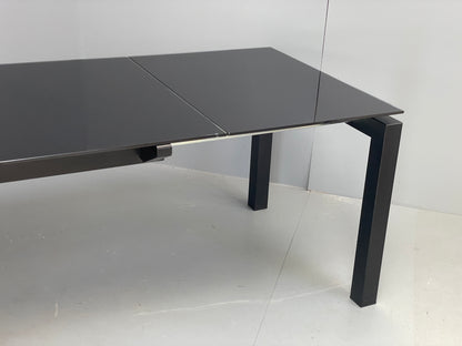 Calligaris Glass Dining Table Modern Italian Extending Steel 'Airport' EB12497