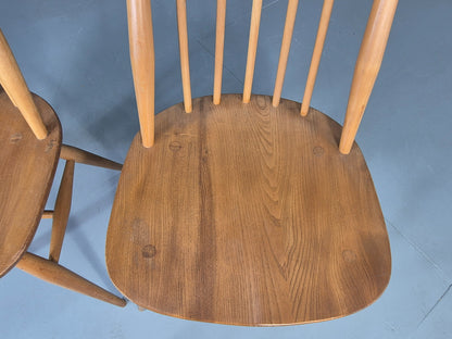 2 Vintage Ercol Goldsmith Dining Chairs Blonde Wood Frame 1970s Retro EB12984