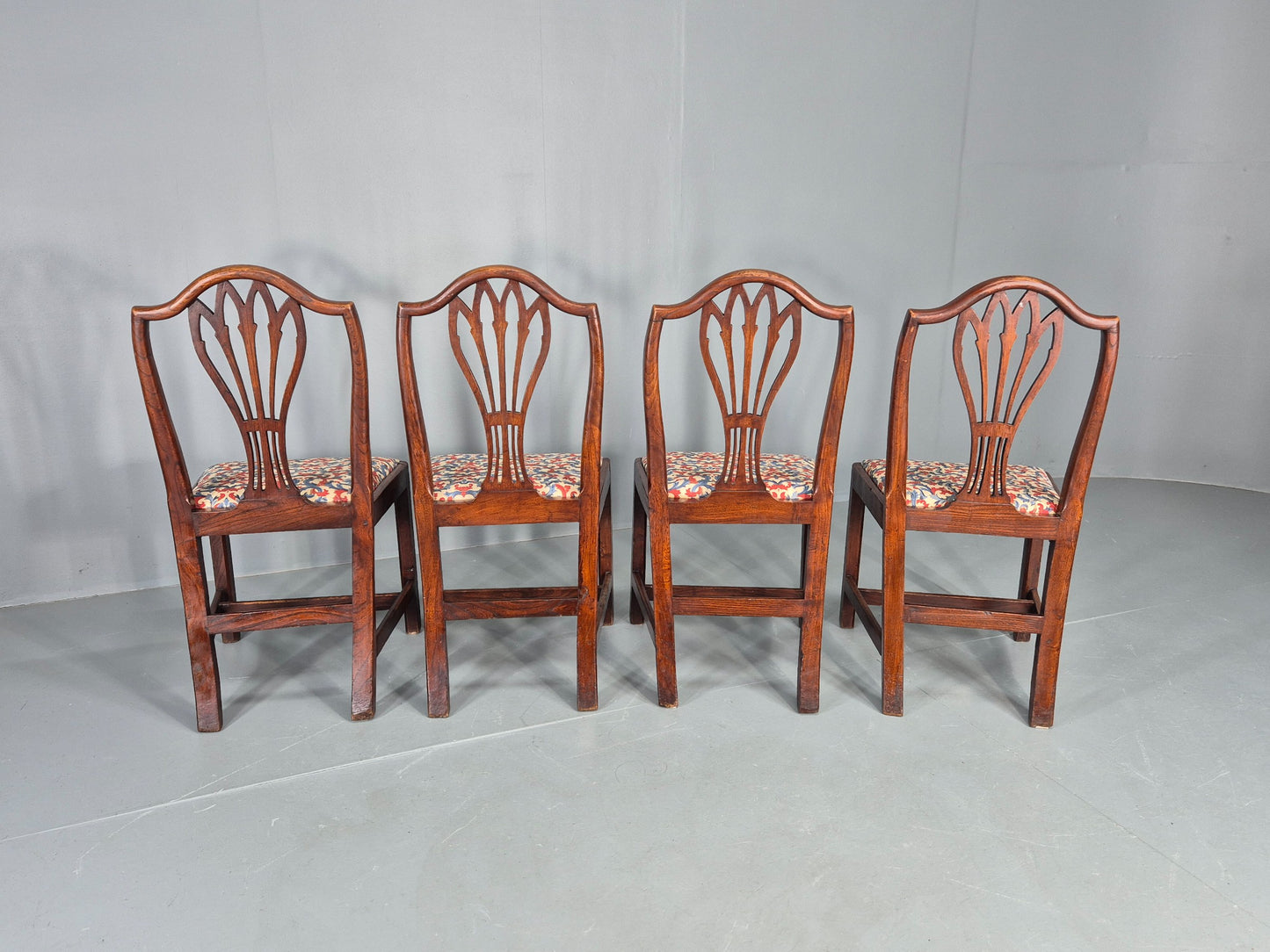 4 Antique Mahogany Dining Chairs Hepplewhite Style Georgian Hair Seat EB12583