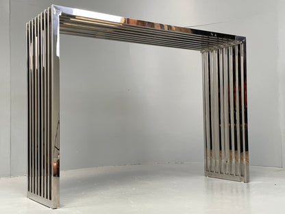 Chrome Slatted Console Table Style Of Eichholtz Modern Steel EB12887