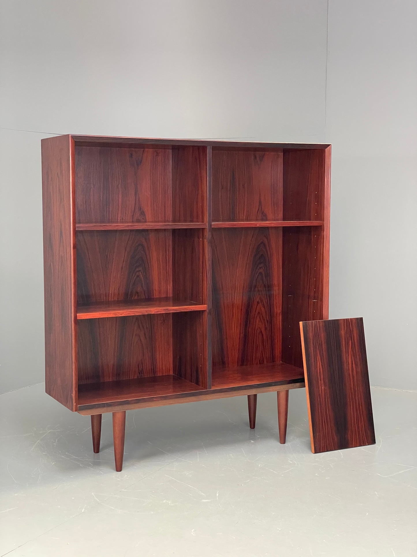 Vintage 1960s Danish Bookcase By Brouer Darkwood Mid Century Shelving EB12064