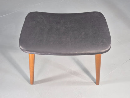 Vintage Mid Century Danish Footstool black vinyl Retro 1960s EB12093