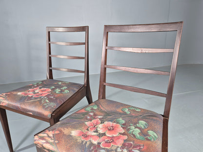 2 Vintage McIntosh Dining Chairs 1960s Retro Floral Upholstery EB12177